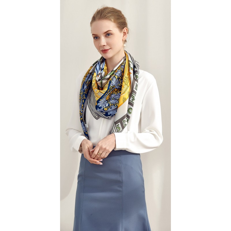 Grace Scarves 100% Silk Scarf, Extra-Large, Beanstalk, Creme with Taupe  Trim : : Clothing, Shoes & Accessories